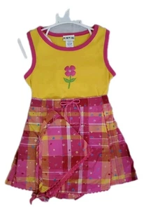 Baby Togs 3 Piece Set Tank Top Skort Bandana Pink Yellow Plaid Flower - Picture 1 of 10