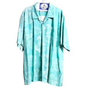 Vintage Tommy Bahama Sea Glass grün mit Hibiskus Seide Hawaiihemd Herren XXL - Bild 1 von 8