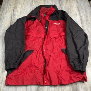 Craftsman Windbreaker Jacket Mens Large Red Coat Full Zip With Hidden Hood - Picture 1 of 6