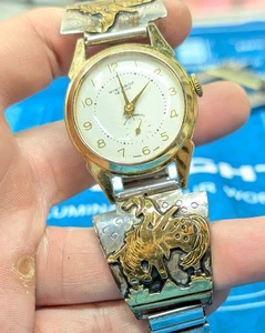 Reloj suizo Winthrop T. Singer plata esterlina 925 vaquero montar caballo eslabones finales - Imagen 1 de 10