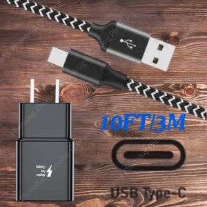 Adaptive Fast Charger Block Braided USB C Charging Cord 10Ft For Samsung Android - Picture 1 of 15