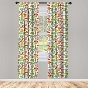 Dragon Window Curtains, Cartoon Dragons Silly Expressions Colorful Flying Fan... - Picture 1 of 6