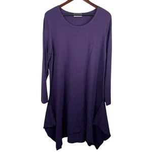 Bryn Walker Size XL Purple Long Sleeve Lantern Dress Lagenlook Sustainable Art - Picture 1 of 10