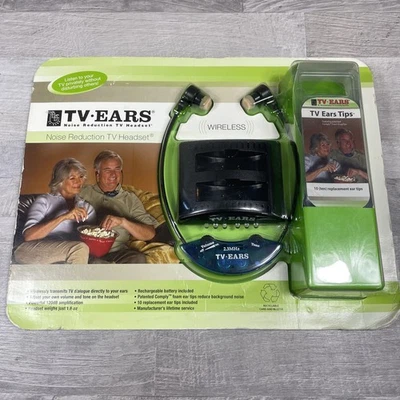 TV Ears Noise Reduction TV Headset Wireless Rechargeable Battery SEALED - Image 1 of 4