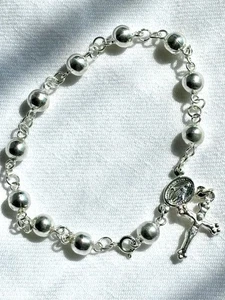 Handmade Silver 925 rosary bracelet 8 inches , 7 grams weight - Picture 1 of 6