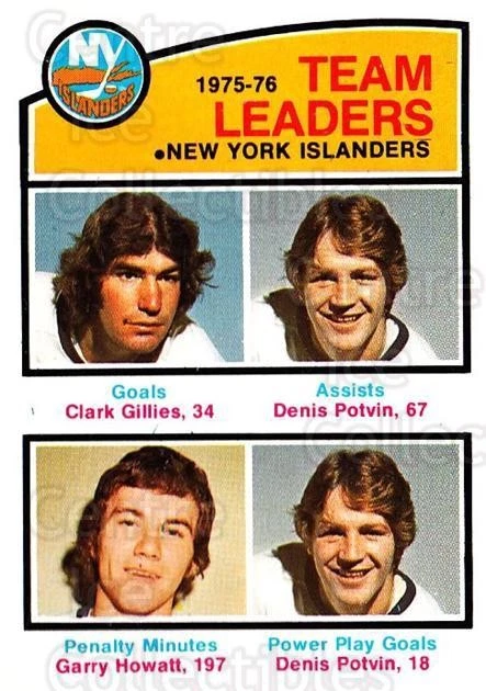 1976-77 O-Pee-Chee #389 Clark Gillies, Denis Potvin, Garry Howatt - Image 1 of 1