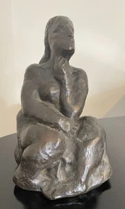 LEONARD SCHWARTZ (1923-1988) ORIGINAL MCM BRUTALISTA BRONCE ESCULTURA FEMENINA - Imagen 1 de 4