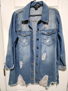 Langes Distressed Jeanshemd/Jacke Jou Jou Premium Outerwear Gr. XL - Bild 1 von 4