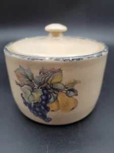 Home And Garden Party Stoneware Small Crock With Lid Fruit Design - Picture 1 of 7