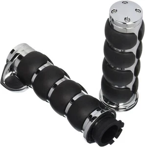 Manillar empuñaduras negras cromadas de 1" para motocicleta Harley Yamaha Honda Kawasaki - Imagen 1 de 12