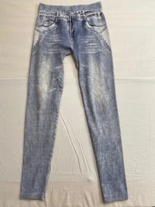 Girls Jeggings Stretch Faux Jeans High Rise Size Based Off Measurements. Stains - Picture 1 of 7