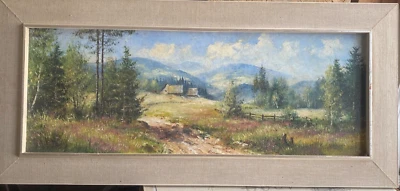 Pintura al óleo Verano en las montañas marco ilegalmente firmado resina de la Selva Negra Foto 1 de 4