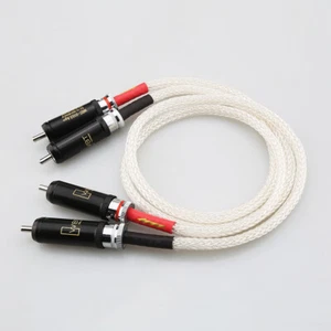 Pair High-End 5N Pure Silver Wire 16 Cores HiFi Audio Interconnect RCA Cable - Picture 1 of 11