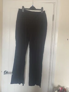 Papaya Womens Black Linen Trousers Size 12 L28 in Regular - Picture 1 of 6
