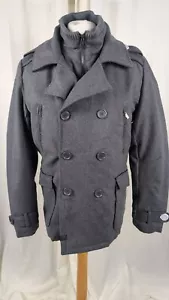 Firetrap Mens Double breasted Jacket Grey Marl UK L LN141 NN 01 - Picture 1 of 6