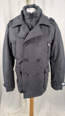 Chaqueta Firetrap Para Hombres Doble Pecho Gris Marl UK L LN141 NN 01 Foto 1 de 4