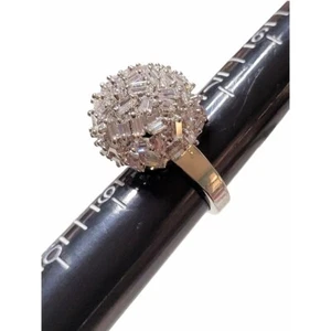 Silver Tone Cubic Zerconia Dome Bling Cocktail Ring Size 8 - Bild 1 von 8