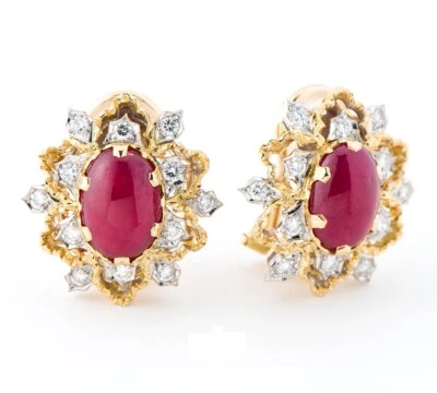 Stunning Buccellati Diamond Ruby 18k Gold Earrings - Image 1 of 4