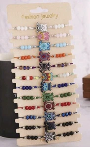 Lot De 12 Bracelet Tortue Et Perles, Multicolore, Neuf - Imagen 1 de 2