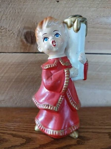 Stern Kreidegeschirr Weihnachten Chor Karoler Kerzenhalter Junge handbemalt Japan Vintage - Bild 1 von 10