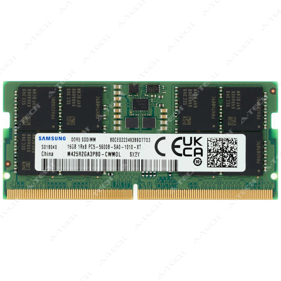 Samsung 16GB DDR5 5600 MHz PC5-44800 SODIMM Laptop Memory RAM (M425R2GA3PB0-CWM) - Image 1 of 2
