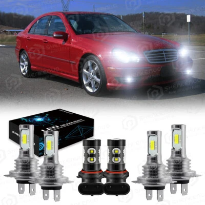 For Mercedes-Benz C230 2002-2007 Combo LED Headlight Fog Light 6x Bulbs White - Image 1 of 4