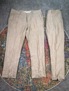Baird McNutt Murano Linen Pants Mens 38x32 Zac Fit Straight Leg Cuffs Lot of 2 - Picture 1 of 10