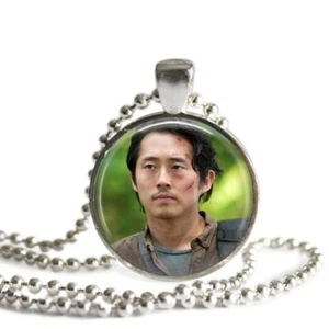 Glen Rhee The Walking Dead  1 Inch Silver Plated TWD Pendant Necklace Handmade - Picture 1 of 5
