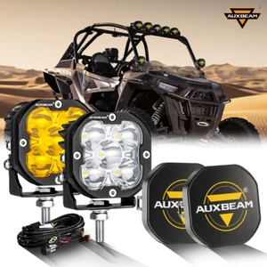 AUXBEAM 2Pcs 3" 80W LED Driving Pod Lights White & Amber Spotlight W/ Cover Set - Picture 1 of 12