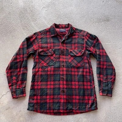 Vintage Pendleton Shirt Mens Small Red Button Up Board Loop Collar Wool Flap - Image 1 of 4