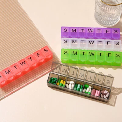 Weekly Medicine Case 7 Days Pill Dispenser Braille Pill Box Multi Pure Color"  ↔ - Image 1 of 4