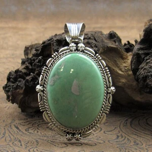 Sterling Silver Green Variscite Pendant by Running Bear Workshop+ - Picture 1 of 5