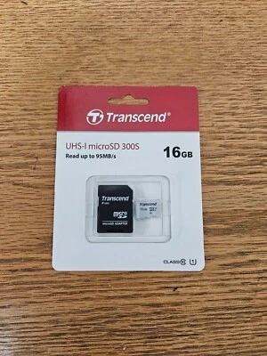 Transcend 16GB 300S UHS-I microSDHC Memory Card with SD Adapter - Image 1 of 2