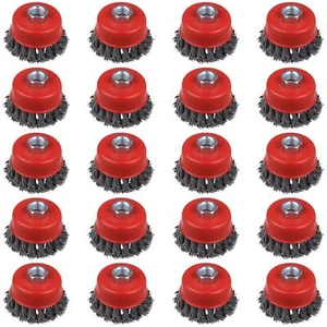 20Pack 3 Inch Wire Cup Brush for 4 1/2 Angle Grinder with 5/8"-11 Threaded Arbor - Picture 1 of 8