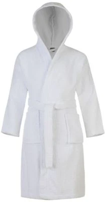 ADORE HOME Kids 100% Cotton Hooded White Terry Towelling Bathrobe Robe Gown Ages 2-13