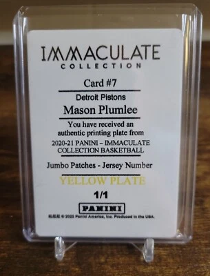 Camiseta deportiva Immaculate Jumbo Patches 2020 Mason Plumlee Pistons placa amarilla 1/1 Foto 1 de 3