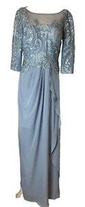 JJ's House Aline Dress Floor-Length Chiffon Lace Beads Formal Wedding Size 6 NWT - Picture 1 of 7