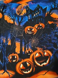 S.C.R.U.B.S. 2XL Short Sleeve Scrub Top Shirt Halloween Pumpkin Haunted House