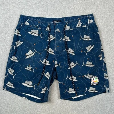 Reyn Spooner Swim Trunks Mens Medium Blue 7" Lined Shorts Sailfish Elastic Waist - Image 1 of 4