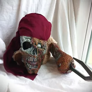 Dead Pirate Skull Face Mask Red Bandana Stump with Hook Kids Halloween Costume - Picture 1 of 13