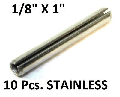 NEW! (10Pcs) 18-8 S.S. Slotted Roll Spring Pin 1/8  Dia X 1  L STAINLESS NH • 7.99$