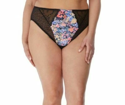 Elomi Lucie High Leg Brief Panty Style EL4496 Meadow (Black Print) - Image 1 of 2