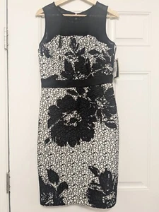 JULIAN TAYLOR Size 8 Floral Patterned Exposed Zipper Sheath Dress  - Picture 1 of 7