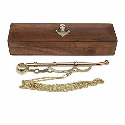  Brass & Copper Bosun's Whistle In Wood Box Nautical Home Decor Antique Vintage • 19.99$