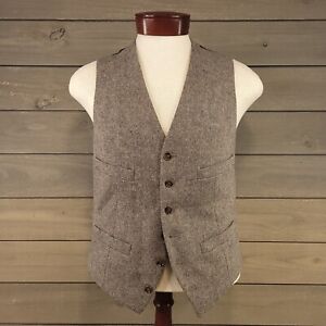 J Crew Suit Vest Mens Small Wool Tweed 6 Button Waistcoat Casual Preppy