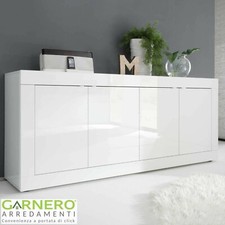 Madia 4 ante BASIC credenza moderna bianco lucido design casa cucina soggiorno