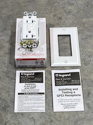 LEGRAND RADIANT GFCI Duplex Receptacle - 2097W, White Self Test -20A 125VAC 60Hz - Image 1 of 4