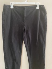 .WOMEN PANTS Black Jeans Flat Front laced leg DKNY Size 14 