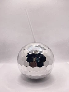Set Of 5 Disco Ball Drinking Ball Cup Cocktail Party Novelty Fun Cup With Straw - Picture 1 of 5