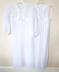 Vintage Gossard Artemis Chiffon Sheer Long Nightgown Robe Peignoir Set Size PS - Picture 1 of 9